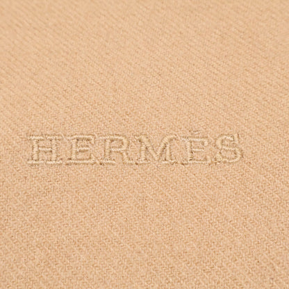 HERMES Hermès logo-embroidered cashmere fringe scarf
