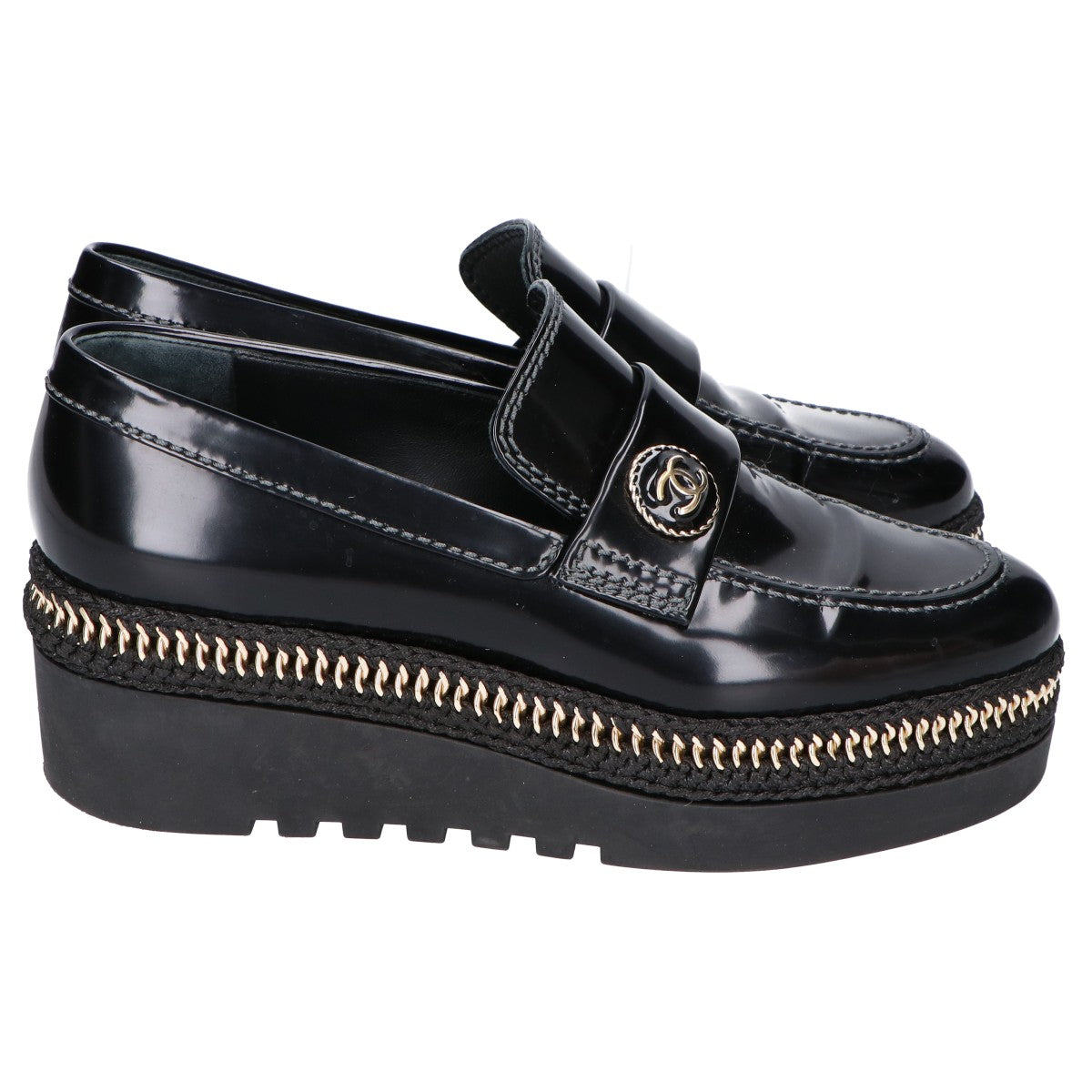 CHANEL シャネル X G37671 チェーンステッチ ココマーク ローファー シューズ
