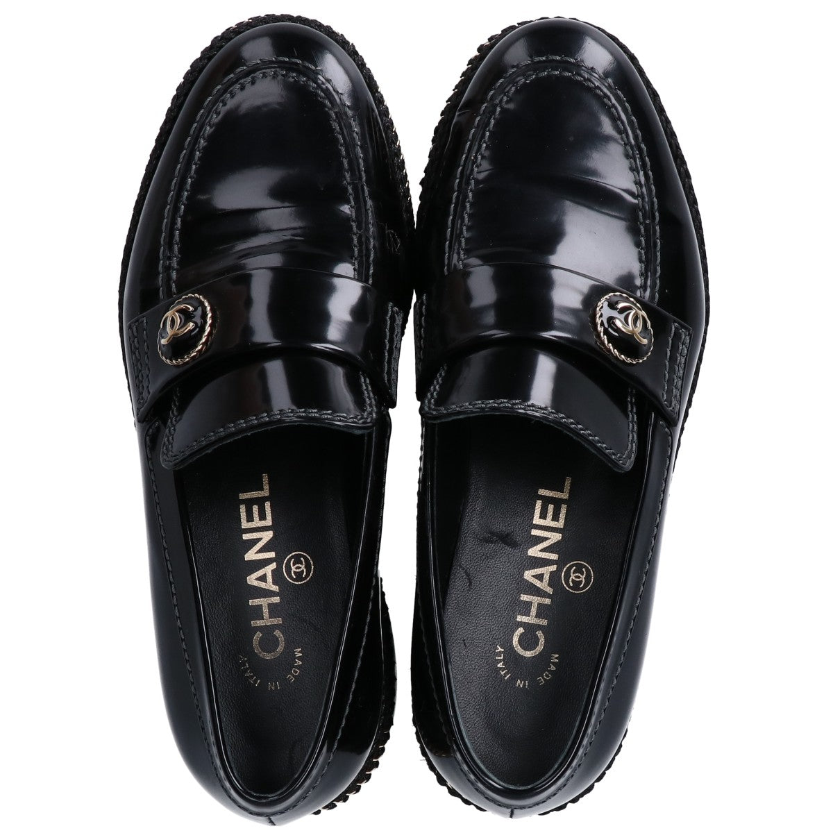 CHANEL シャネル X G37671 チェーンステッチ ココマーク ローファー シューズ