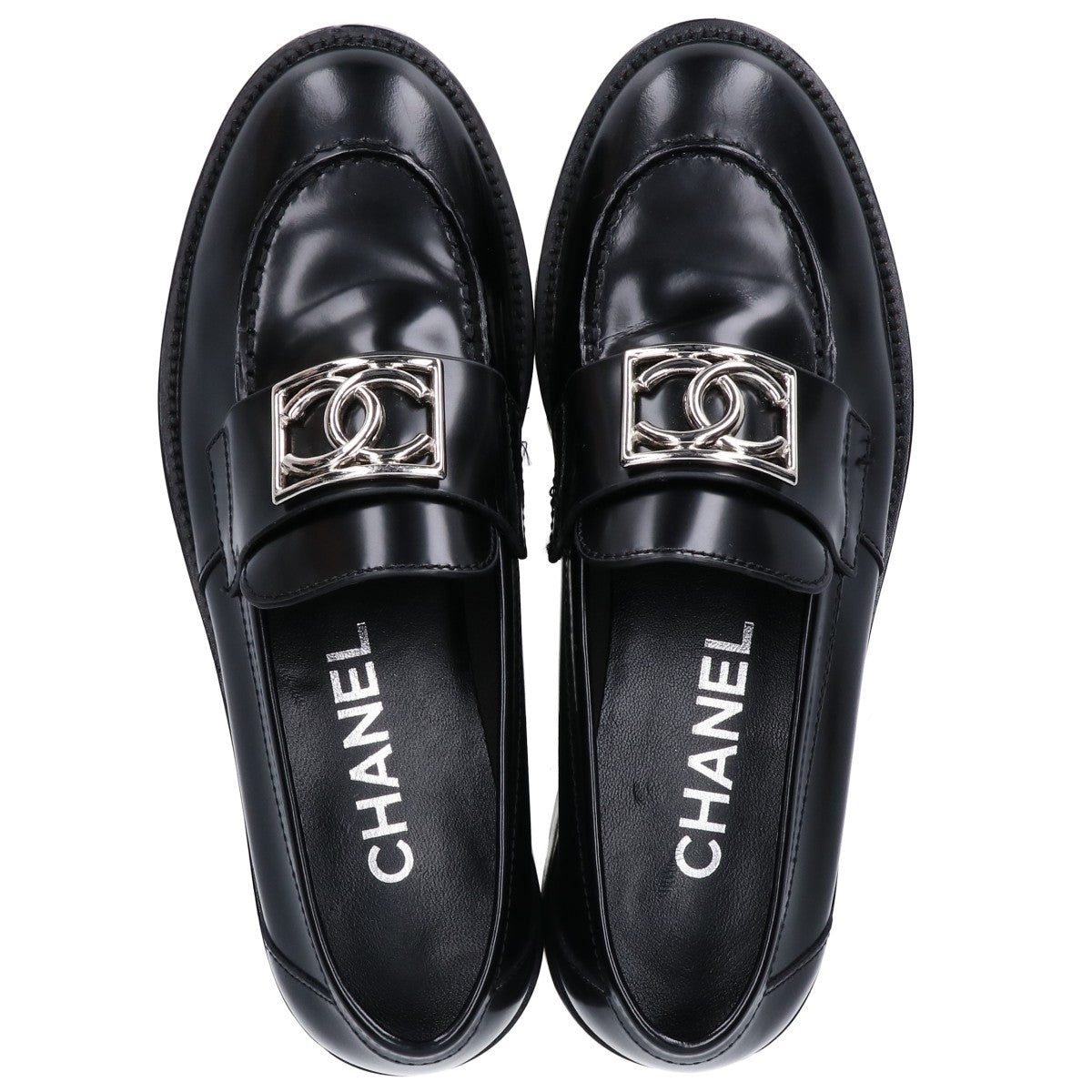 CHANEL シャネル D G45156 ココマークプレート レザー 厚底ローファー シューズ