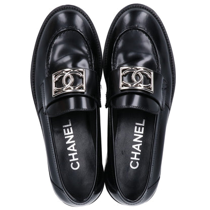 CHANEL シャネル D G45156 ココマークプレート レザー 厚底ローファー シューズ