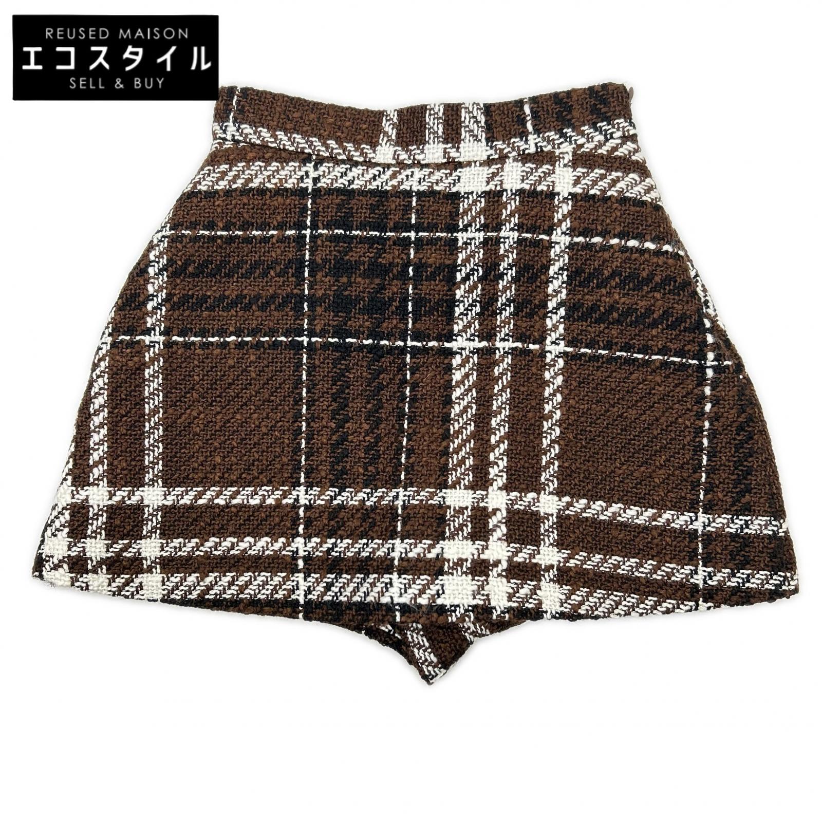 sheller シェリエ 241091 ブラウン WOOL CHECK TWEED CULOTTES ボトムス