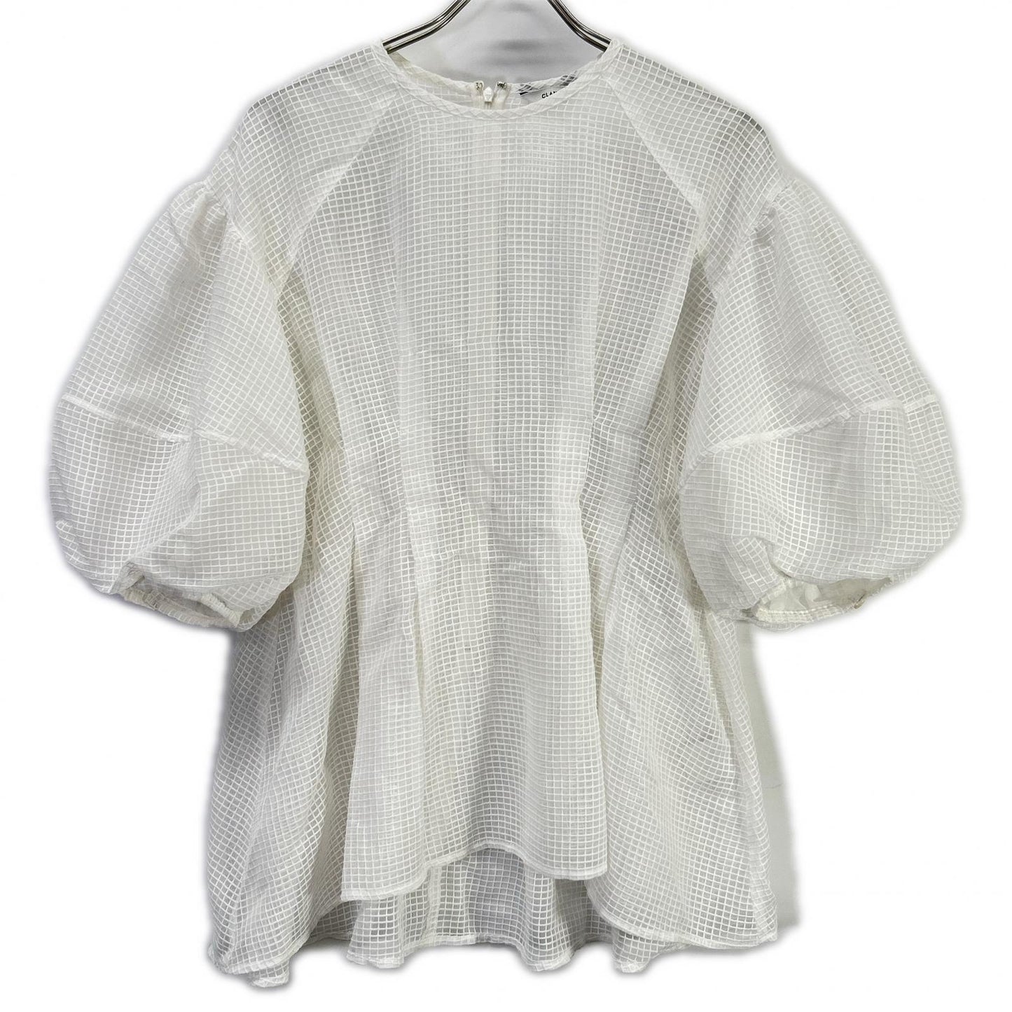 CLANE クラネ ホワイト 18122-4142 SHEER PLAID VOLUME SLEEVE TOPS トップス