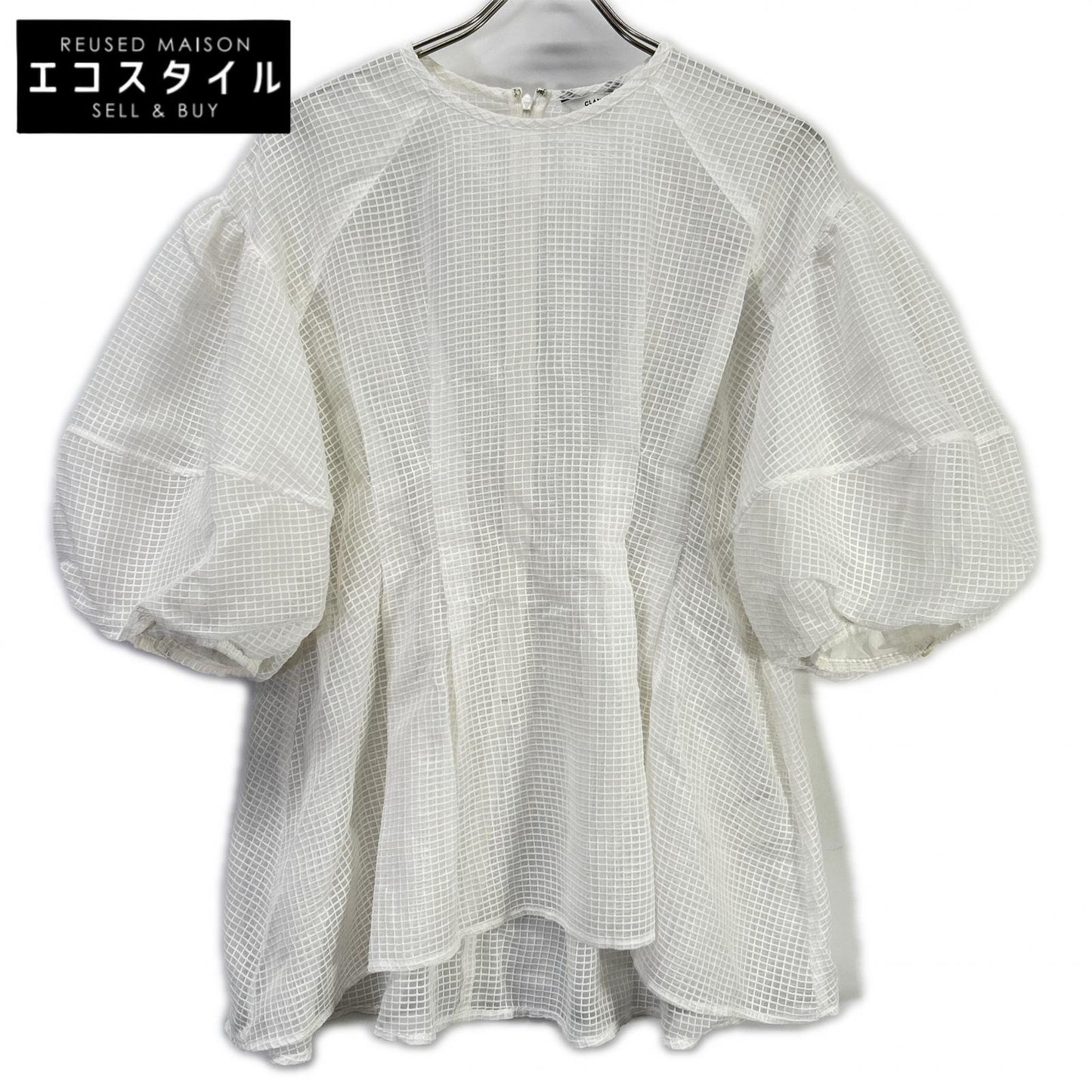CLANE クラネ ホワイト 18122-4142 SHEER PLAID VOLUME SLEEVE TOPS トップス