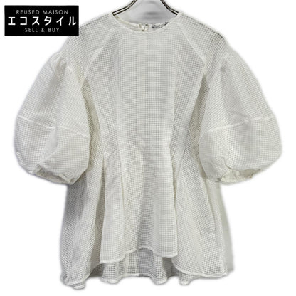 CLANE クラネ ホワイト 18122-4142 SHEER PLAID VOLUME SLEEVE TOPS トップス