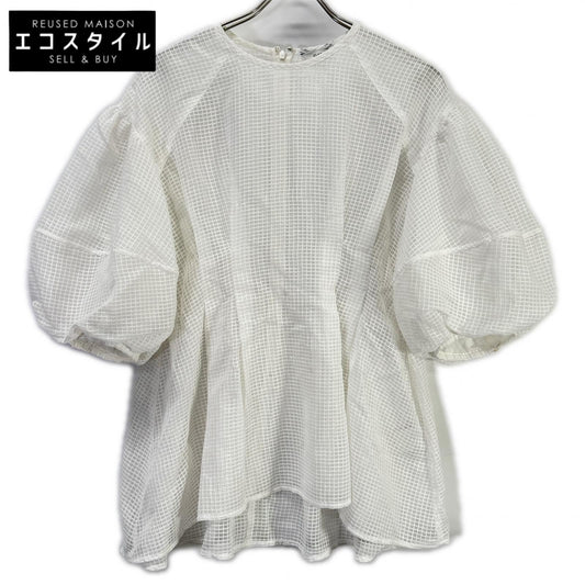 CLANE クラネ ホワイト 18122-4142 SHEER PLAID VOLUME SLEEVE TOPS トップス