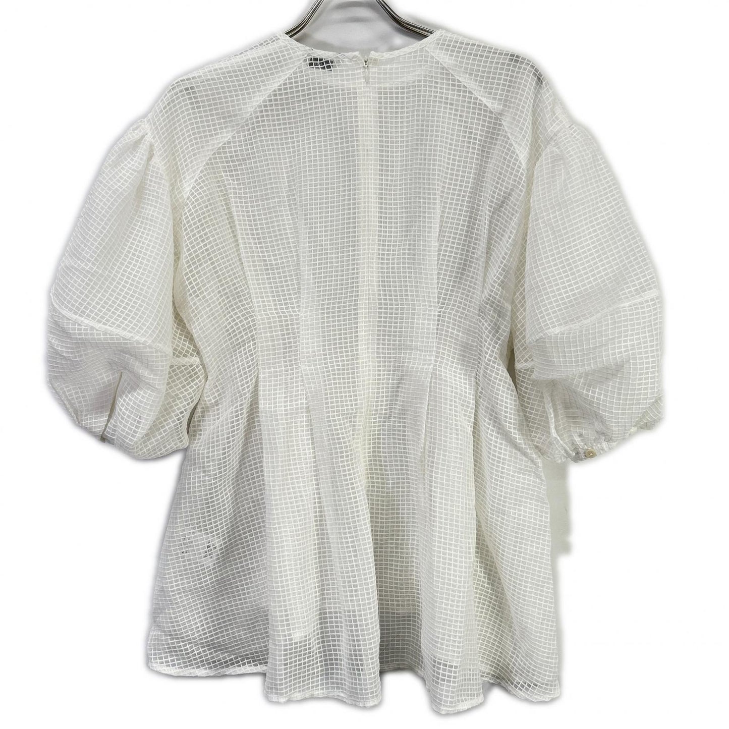 CLANE クラネ ホワイト 18122-4142 SHEER PLAID VOLUME SLEEVE TOPS トップス
