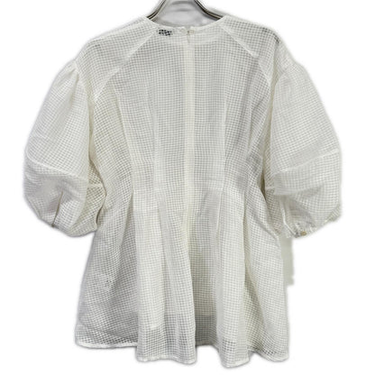 CLANE クラネ ホワイト 18122-4142 SHEER PLAID VOLUME SLEEVE TOPS トップス