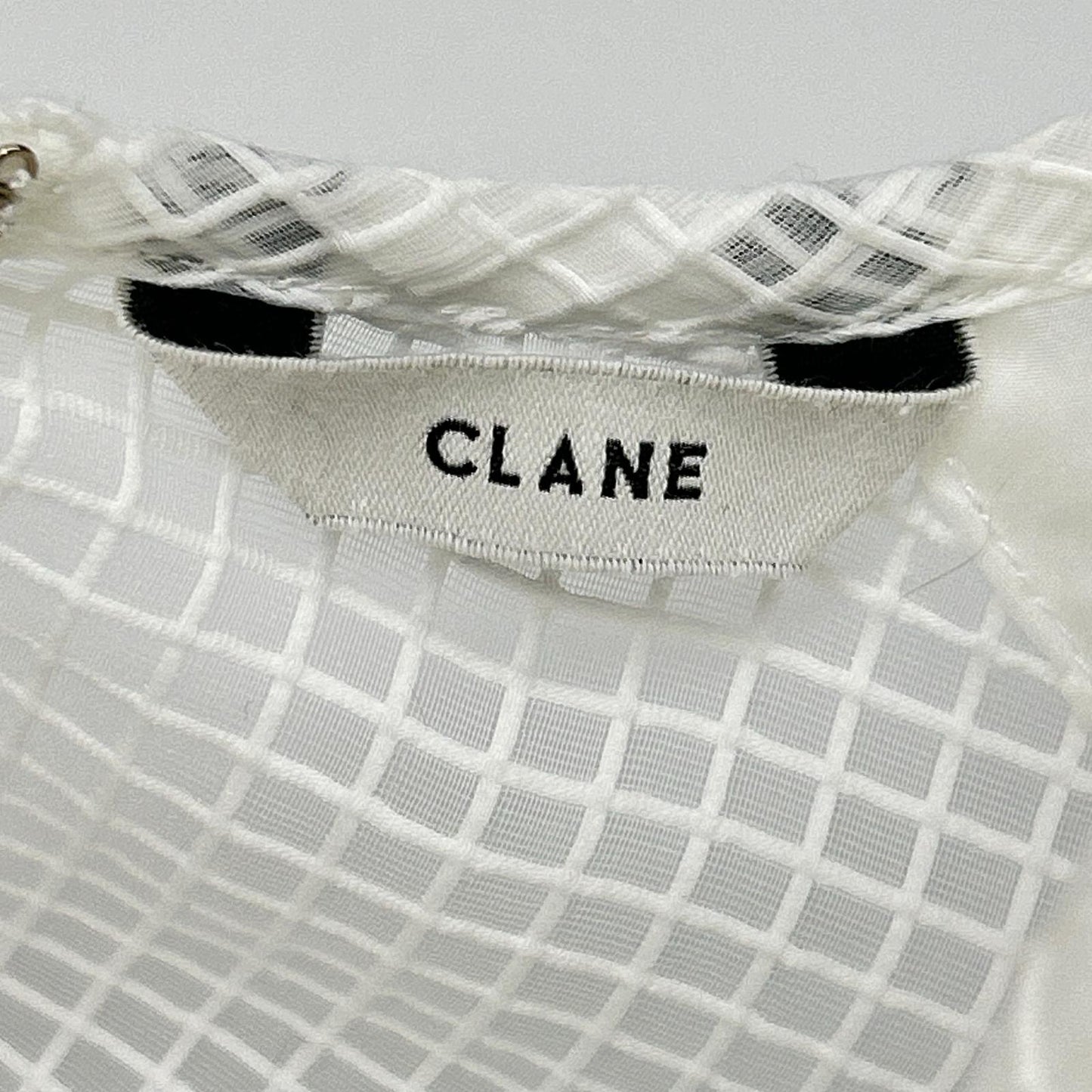 CLANE クラネ ホワイト 18122-4142 SHEER PLAID VOLUME SLEEVE TOPS トップス