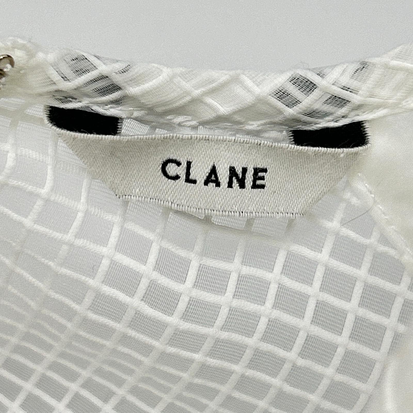 CLANE クラネ ホワイト 18122-4142 SHEER PLAID VOLUME SLEEVE TOPS トップス