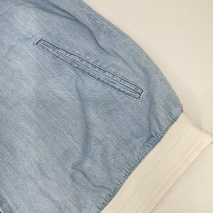 SLOW GUN Slow Gun Blue ALASKA Animal-Embroidered Bleached Denim Sukajan Jacket