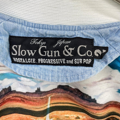 SLOW GUN Slow Gun Blue ALASKA Animal-Embroidered Bleached Denim Sukajan Jacket