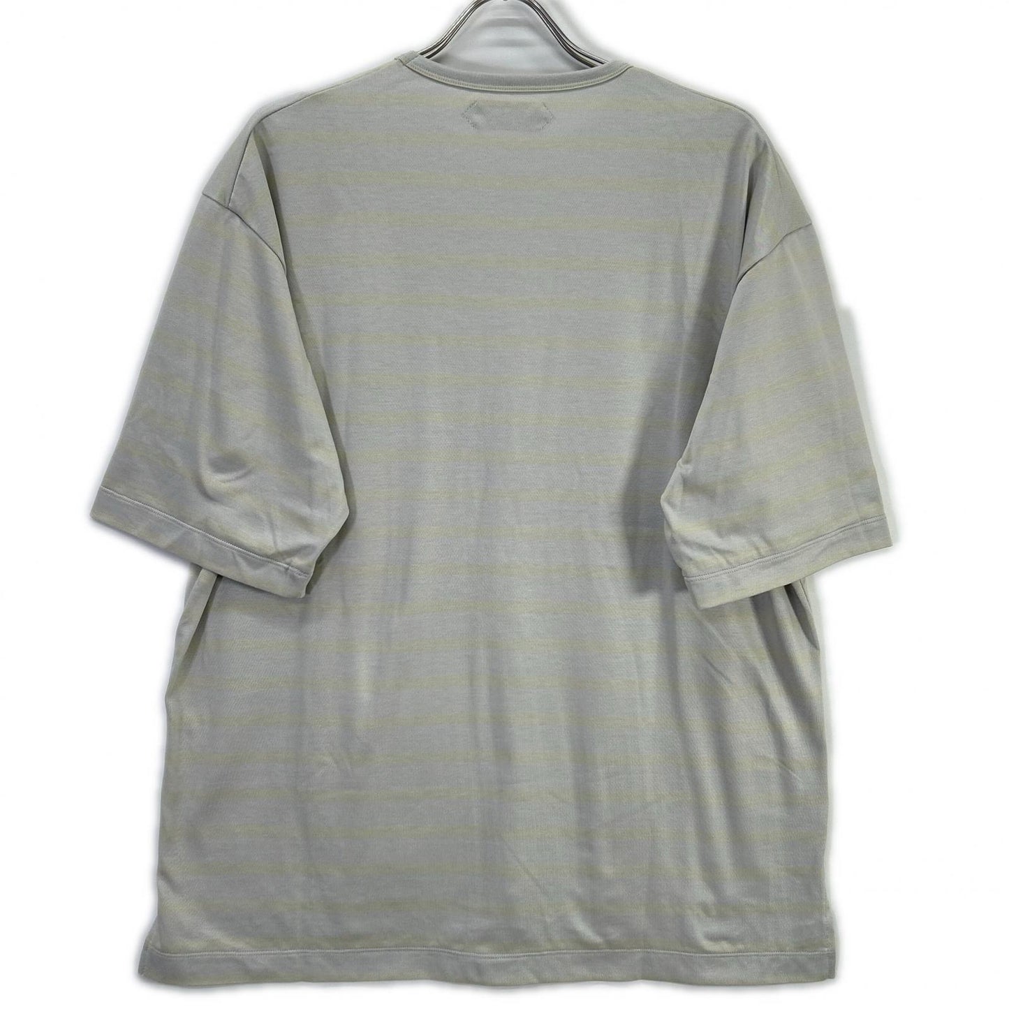 AUBERGE オーベルジュ グレー×レモン OWEN Ⅲ ボーダー 胸ポケット Tシャツ トップス