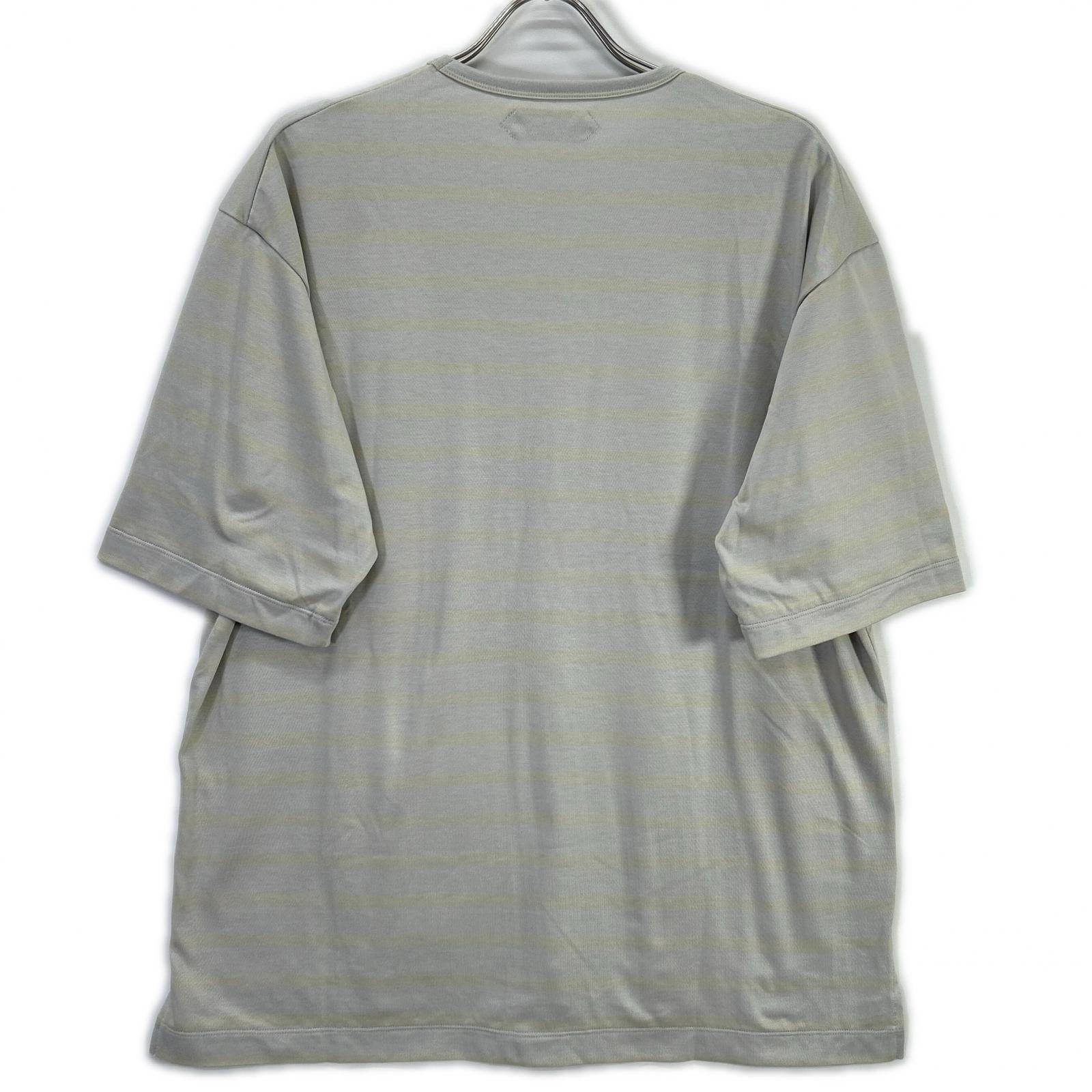 AUBERGE オーベルジュ グレー×レモン OWEN Ⅲ ボーダー 胸ポケット Tシャツ トップス