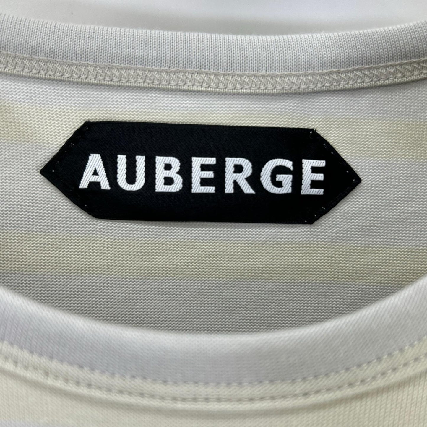 AUBERGE オーベルジュ グレー×レモン OWEN Ⅲ ボーダー 胸ポケット Tシャツ トップス