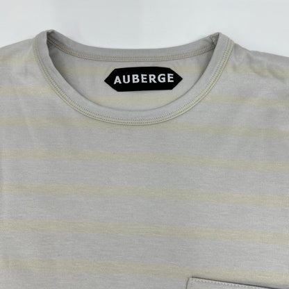 AUBERGE オーベルジュ グレー×レモン OWEN Ⅲ ボーダー 胸ポケット Tシャツ トップス