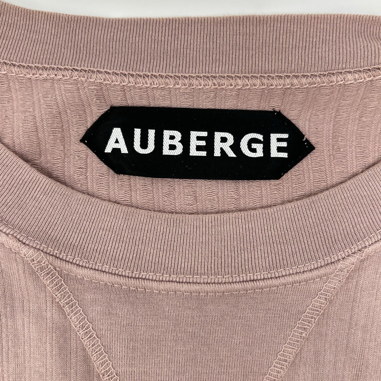 AUBERGE オーベルジュ パープル Vガゼット コットン ストライプ Tシャツ トップス