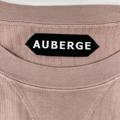 AUBERGE オーベルジュ パープル Vガゼット コットン ストライプ Tシャツ トップス