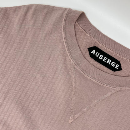 AUBERGE オーベルジュ パープル Vガゼット コットン ストライプ Tシャツ トップス