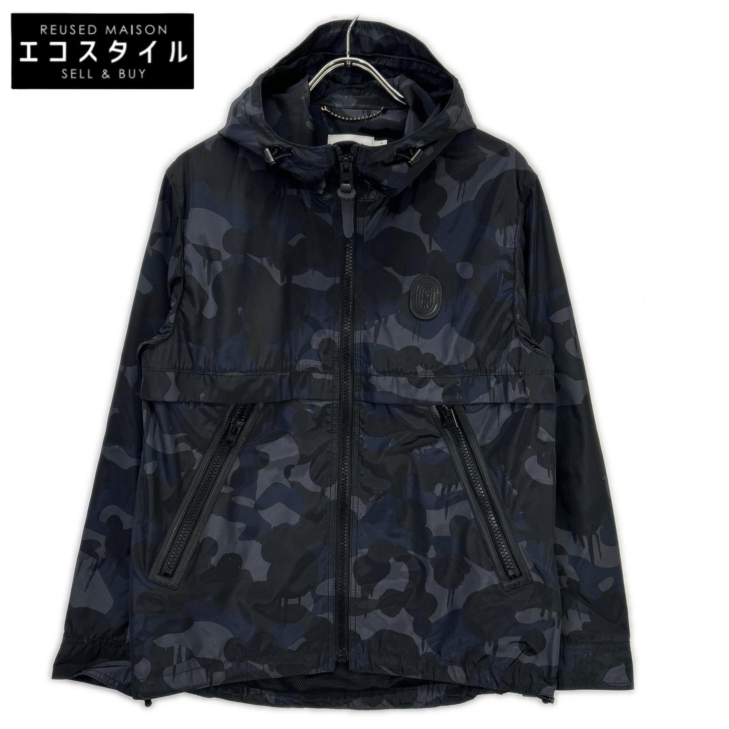 COACH コーチ 75815 ネイビー カモフラ ナイロン ZIP フーディーブルゾン ジャケット