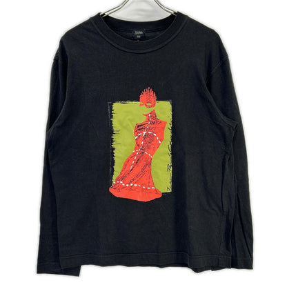 Jean Paul GAULTIER ジャンポールゴルチエ ブラック コットン プリント ロングスリーブTシャツ トップス