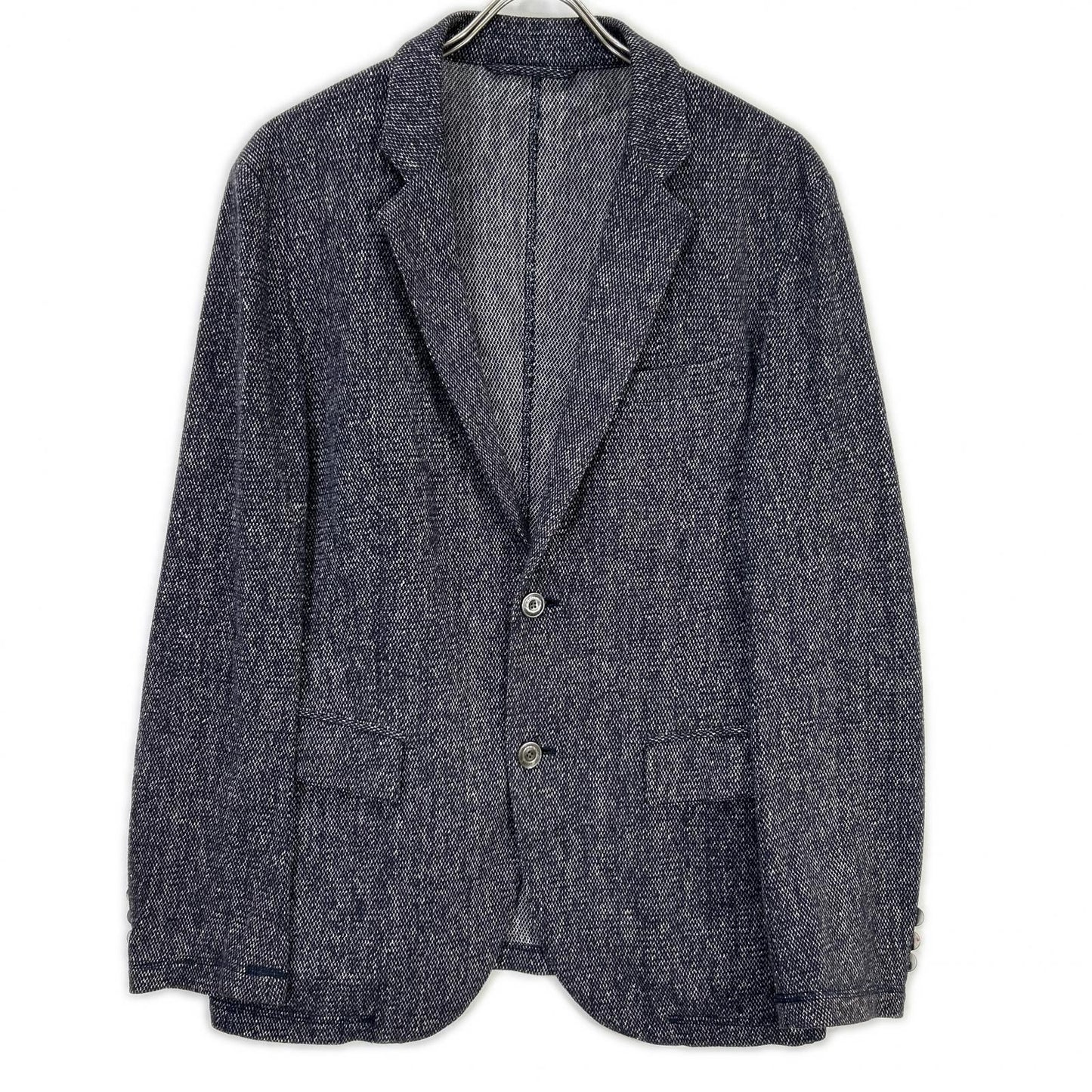 EPOCA UOMO エポカウォモ ネイビー 麻混 メランジ ニット生地 テーラード ジャケット ジャケット