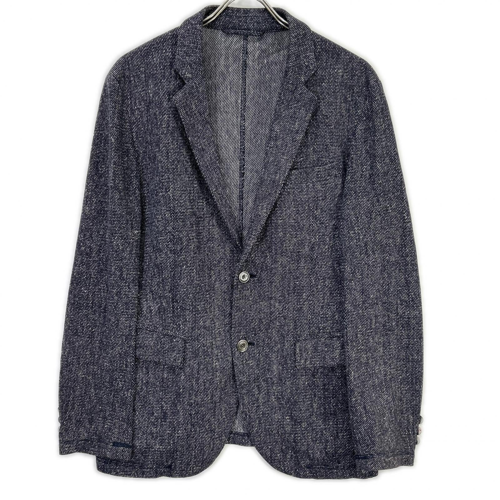 EPOCA UOMO エポカウォモ ネイビー 麻混 メランジ ニット生地 テーラード ジャケット ジャケット