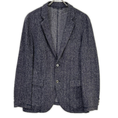 EPOCA UOMO エポカウォモ ネイビー 麻混 メランジ ニット生地 テーラード ジャケット ジャケット