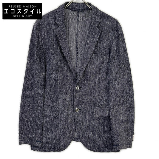 EPOCA UOMO エポカウォモ ネイビー 麻混 メランジ ニット生地 テーラード ジャケット ジャケット
