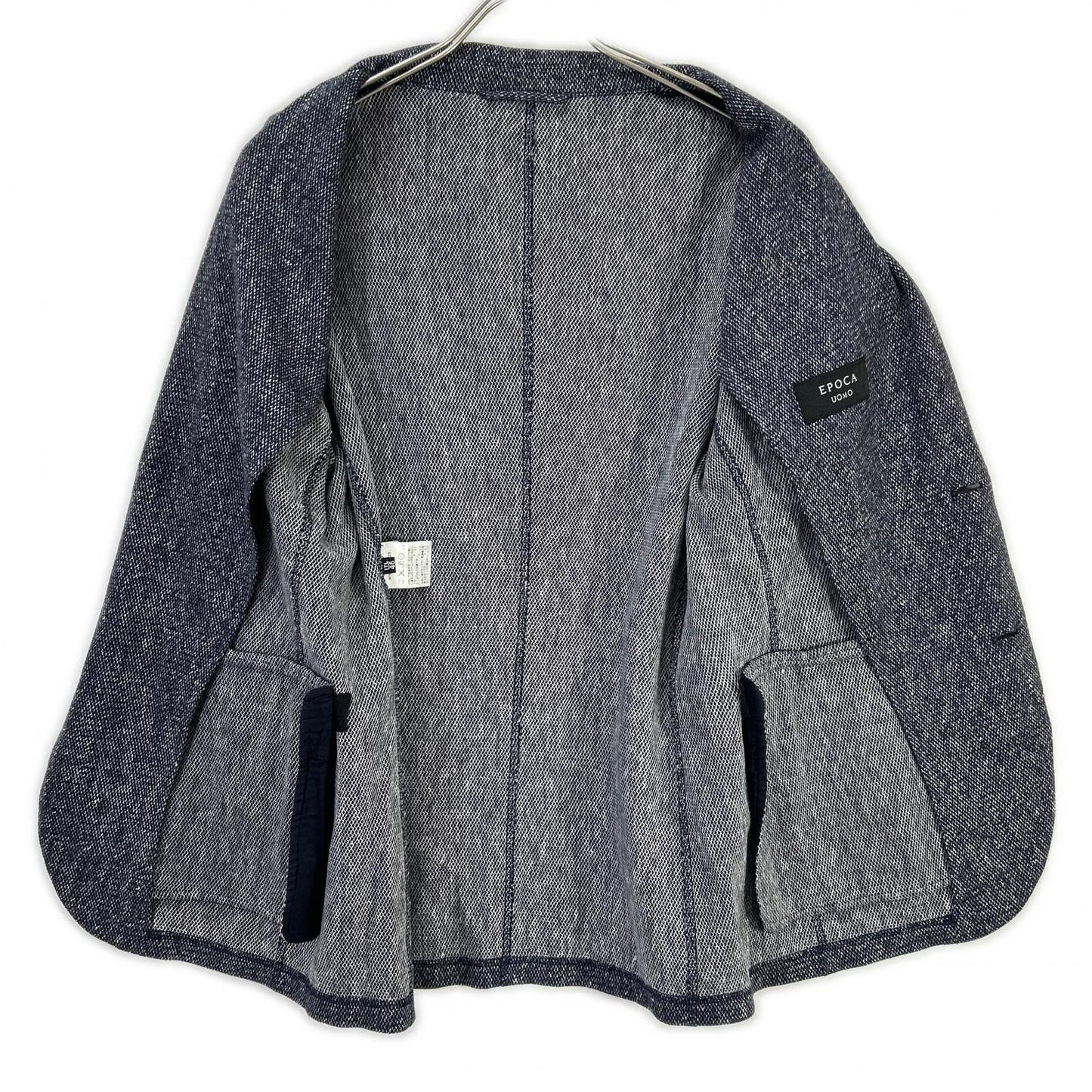 EPOCA UOMO エポカウォモ ネイビー 麻混 メランジ ニット生地 テーラード ジャケット ジャケット