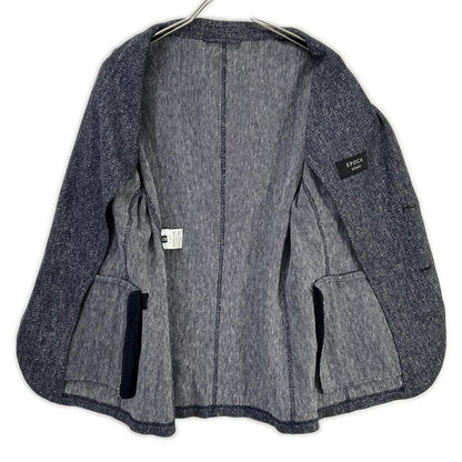 EPOCA UOMO エポカウォモ ネイビー 麻混 メランジ ニット生地 テーラード ジャケット ジャケット