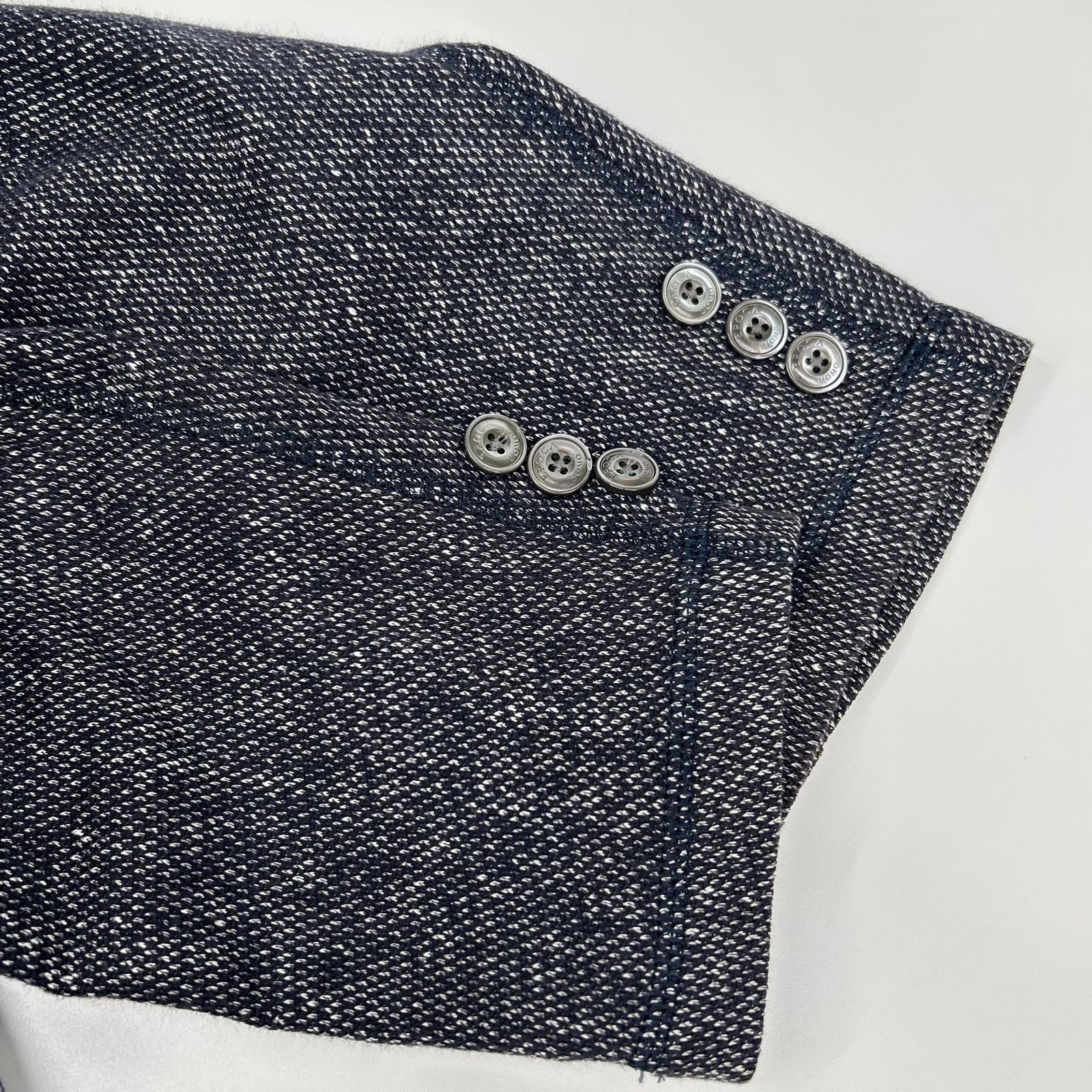 EPOCA UOMO エポカウォモ ネイビー 麻混 メランジ ニット生地 テーラード ジャケット ジャケット