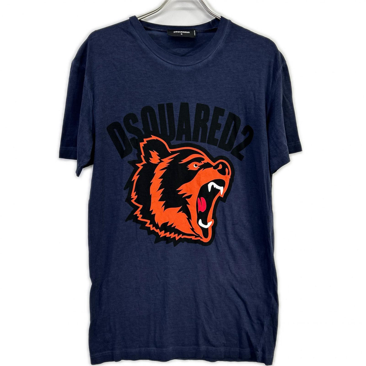 DSQUARED2 S74GD0584 S21600 19AW Cool Fit navy tiger logo-print T-shirt tops