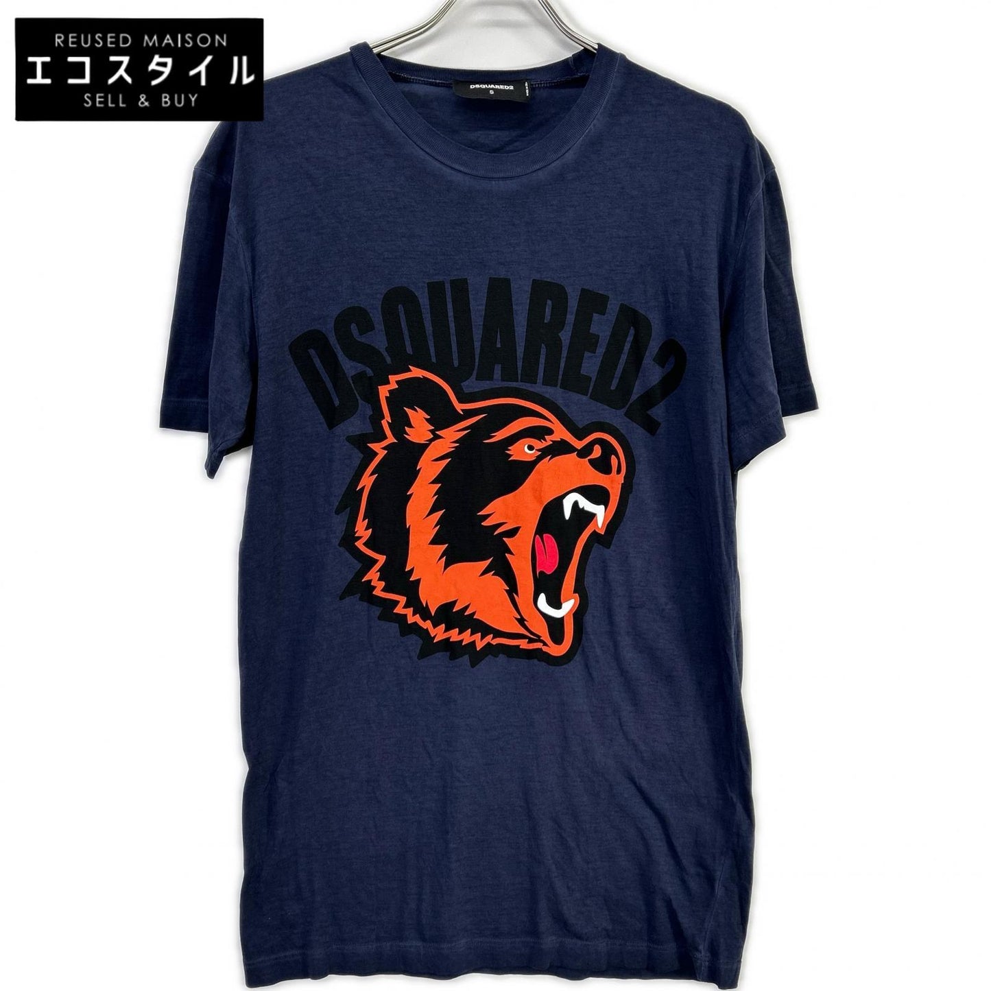 DSQUARED2 ディースクエアード S74GD0584 S21600 19AW Cool Fit ネイビー タイガーロゴプリント Tシャツ トップス