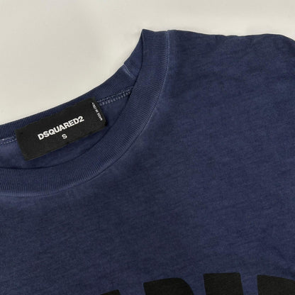 DSQUARED2 S74GD0584 S21600 19AW Cool Fit navy tiger logo-print T-shirt tops