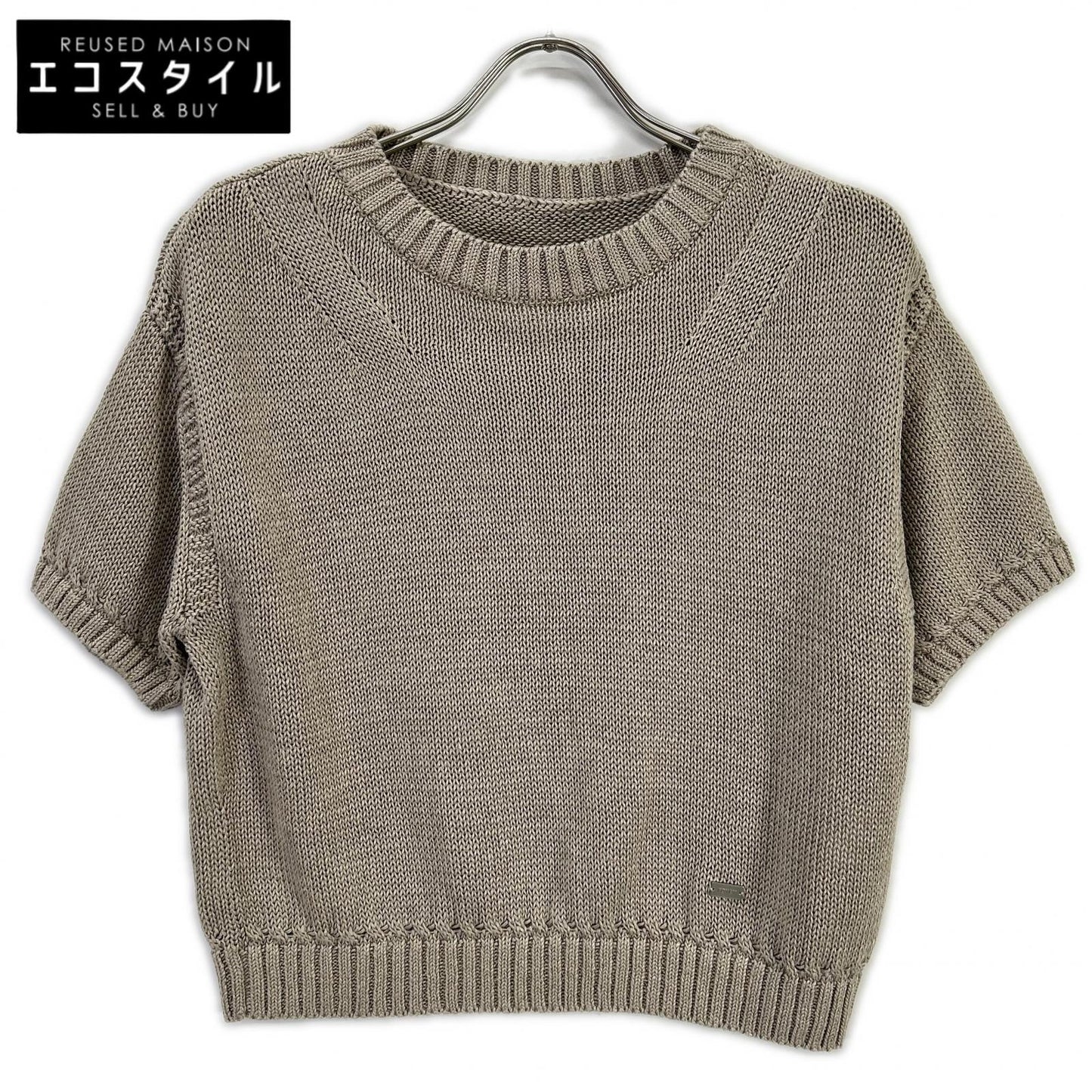 FOXEY フォクシー 43278 ベージュ リネン100 Knit Top Sable トップス