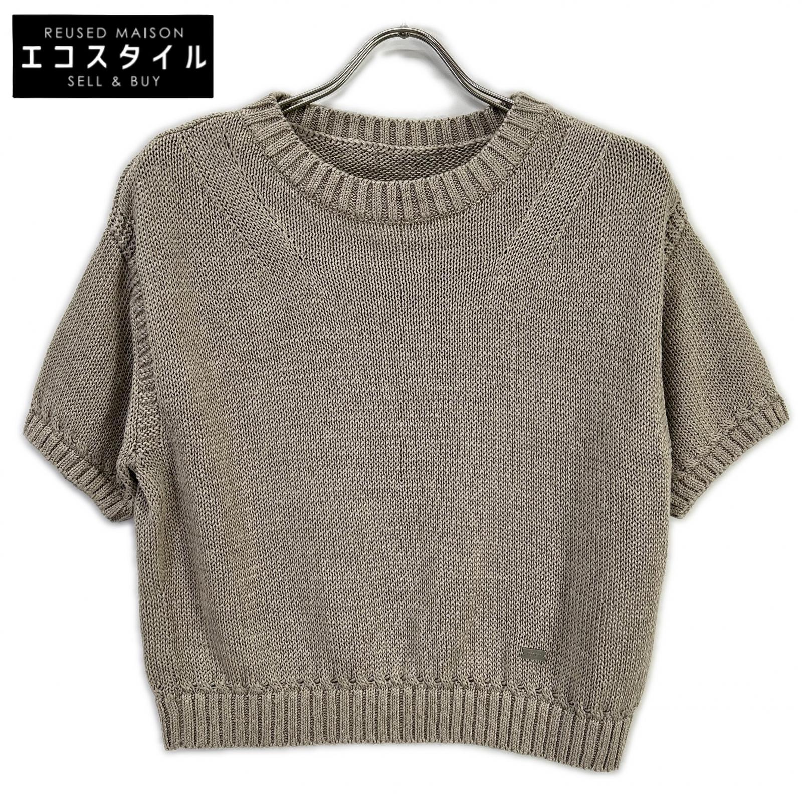 FOXEY フォクシー 43278 ベージュ リネン100 Knit Top Sable トップス