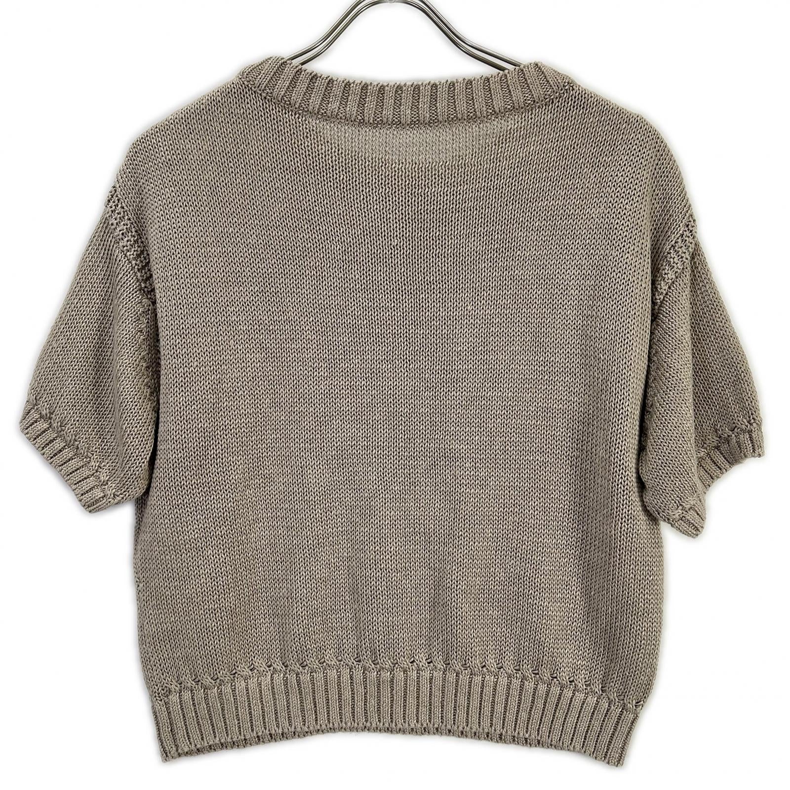 FOXEY フォクシー 43278 ベージュ リネン100 Knit Top Sable トップス