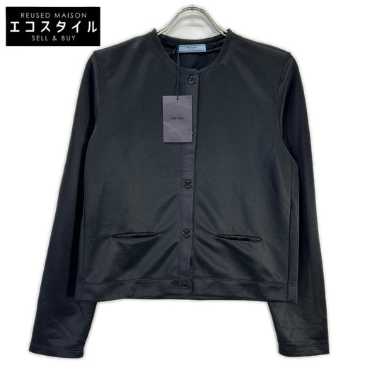 PRADA プラダ 34384 ブラック 10年 JERSEY RASO エルボーパッチ カーディガン トップス