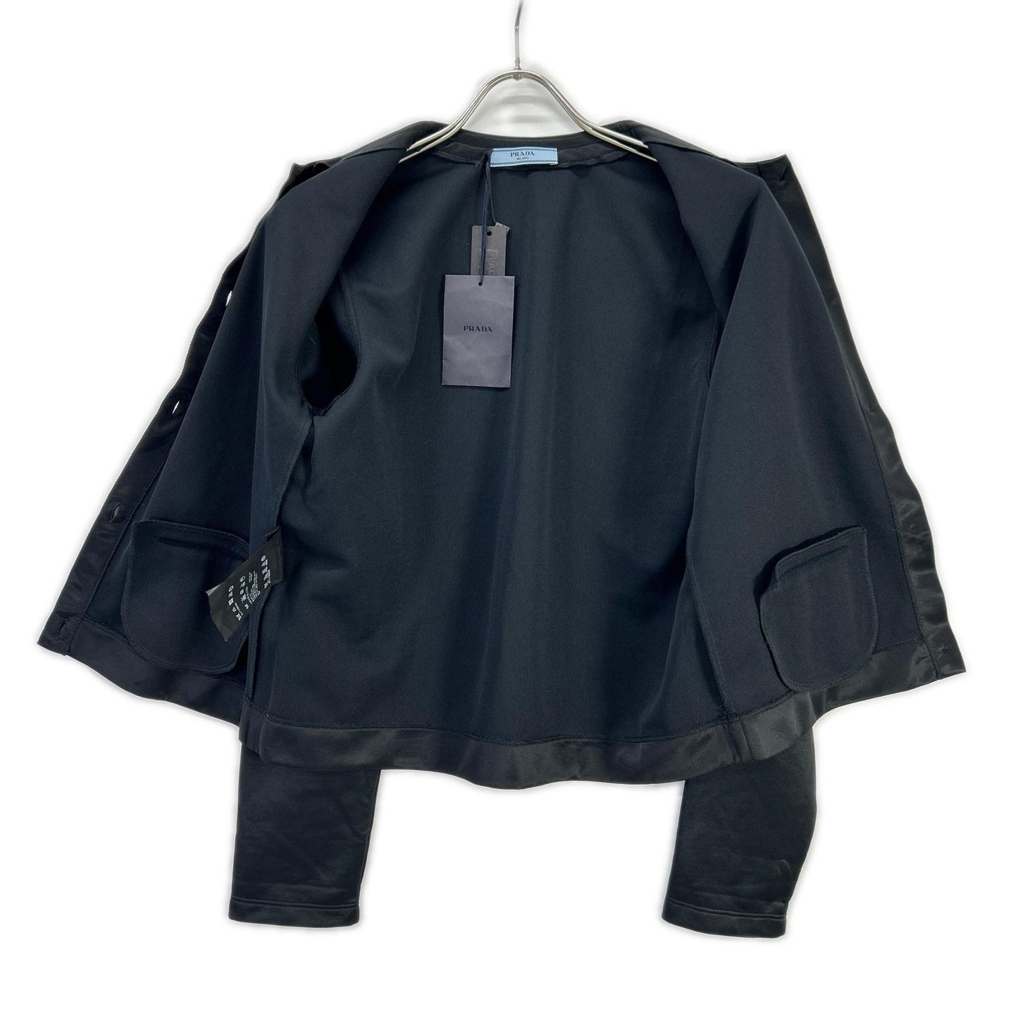 PRADA プラダ 34384 ブラック 10年 JERSEY RASO エルボーパッチ カーディガン トップス