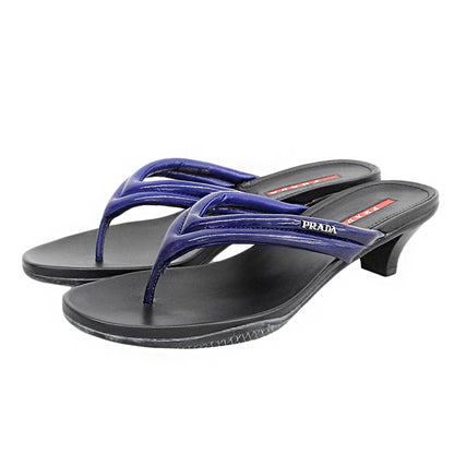 PRADA SPORT プラダスポーツ 新品同様 ヒール トングサンダル シューズ レディース ブラック/ブルー 37 1/2 3Y5823 シューズ