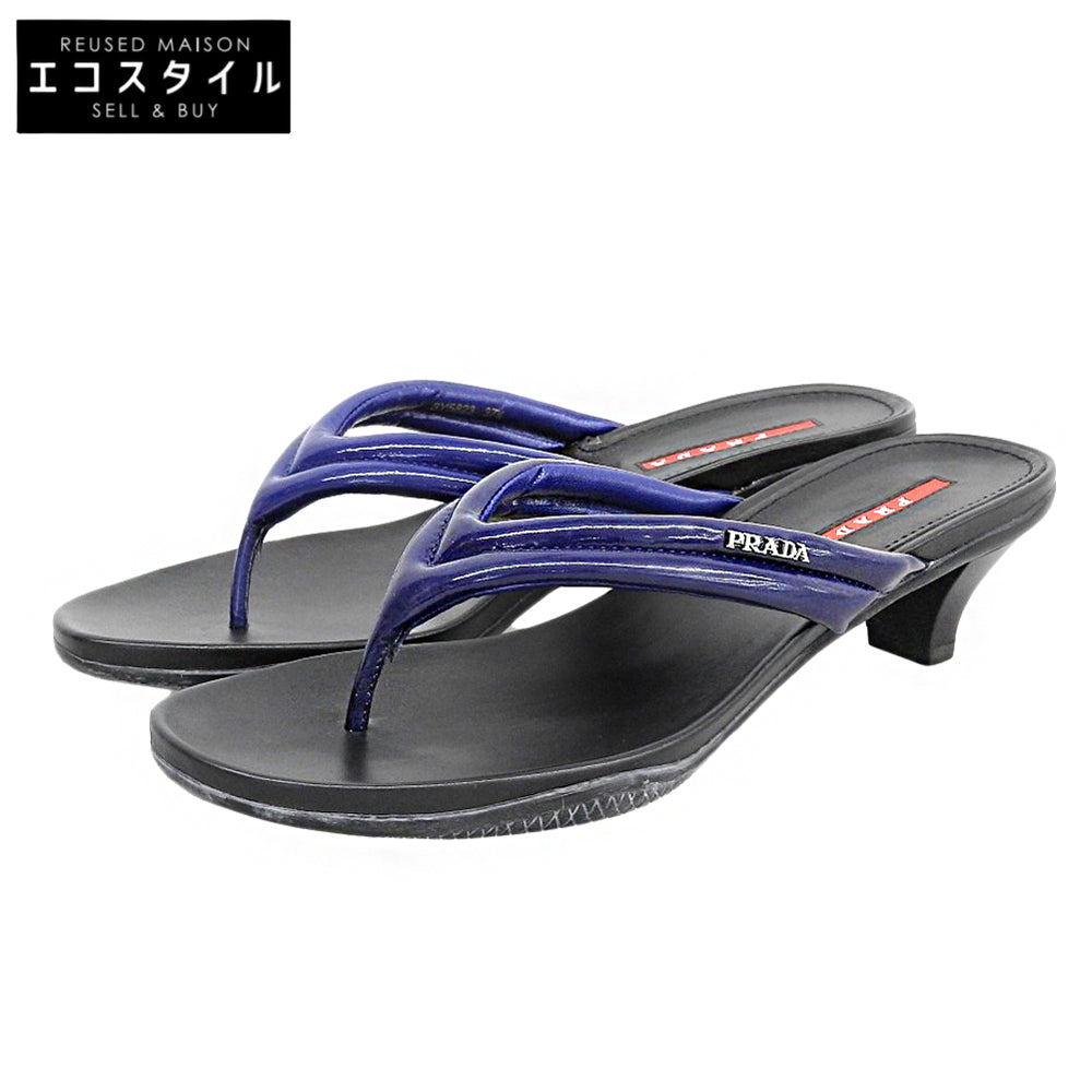 PRADA SPORT プラダスポーツ 新品同様 ヒール トングサンダル シューズ レディース ブラック/ブルー 37 1/2 3Y5823 シューズ