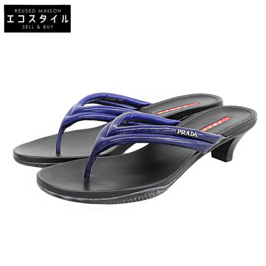 PRADA SPORT プラダスポーツ 新品同様 ヒール トングサンダル シューズ レディース ブラック/ブルー 37 1/2 3Y5823 シューズ