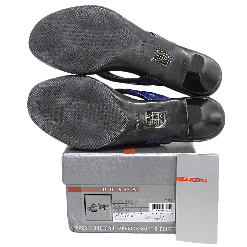 PRADA SPORT プラダスポーツ 新品同様 ヒール トングサンダル シューズ レディース ブラック/ブルー 37 1/2 3Y5823 シューズ