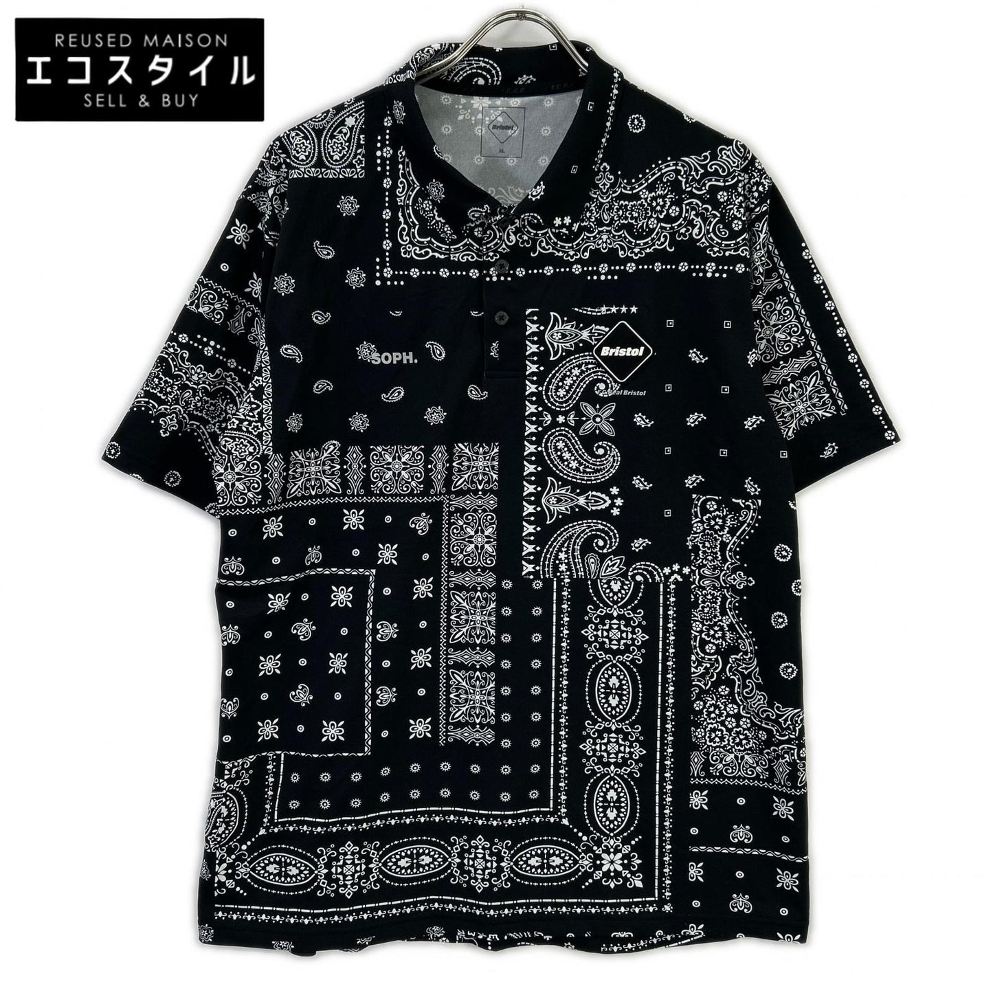 F.C.Real Bristol エフシーリアルブリストル FCRB-23036 ブラック ペイズリー ポロシャツ トップス