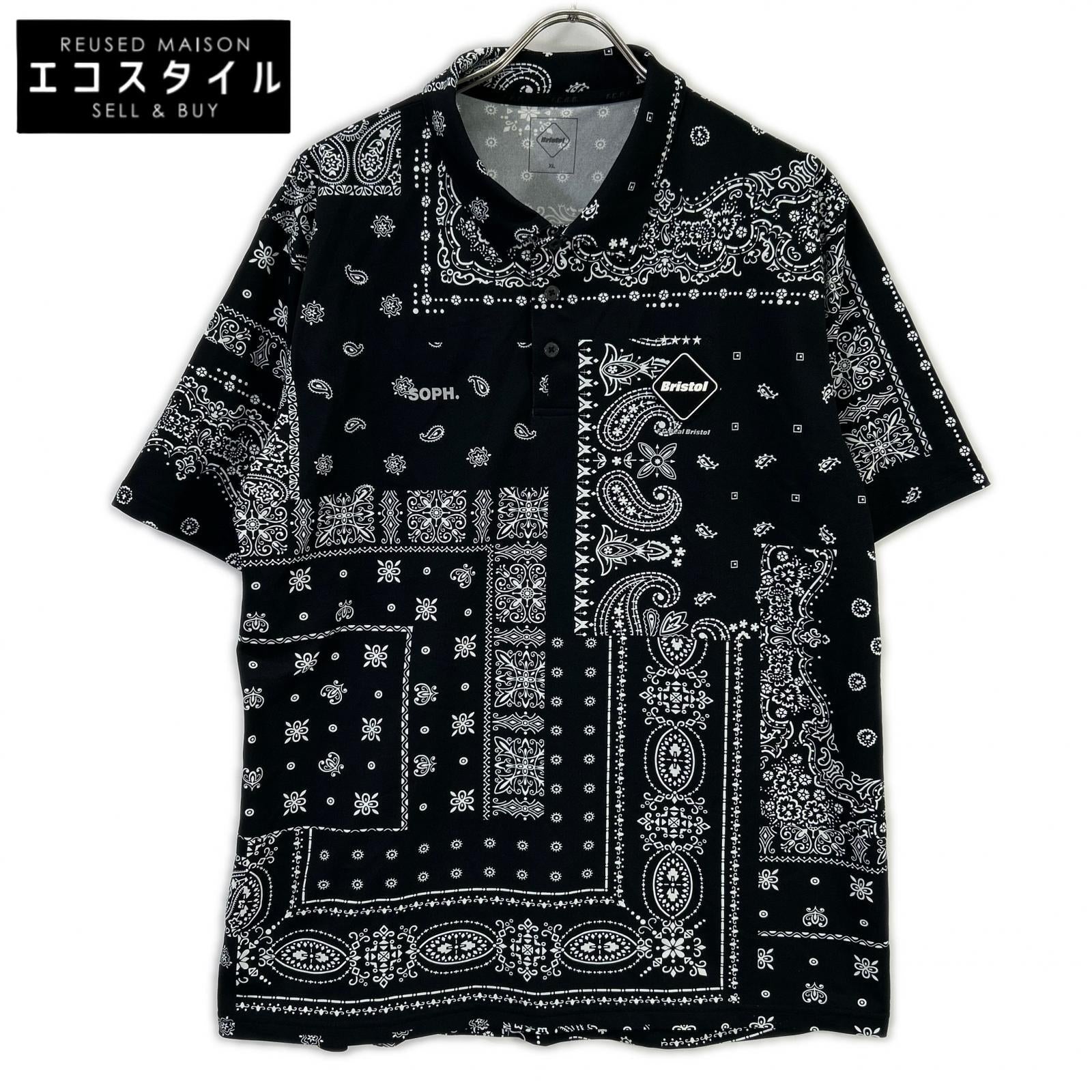 F.C.Real Bristol エフシーリアルブリストル FCRB-23036 ブラック ペイズリー ポロシャツ トップス