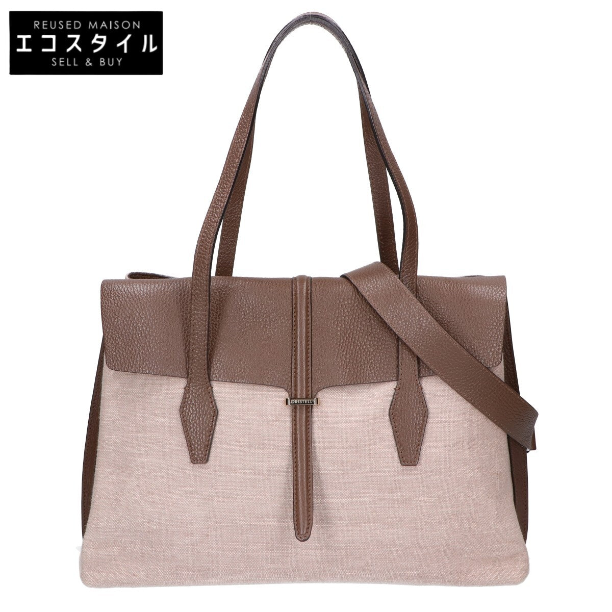 LORISTELLA ロリステッラ キャンバス/レザー フラップ 2WAY トートバッグ