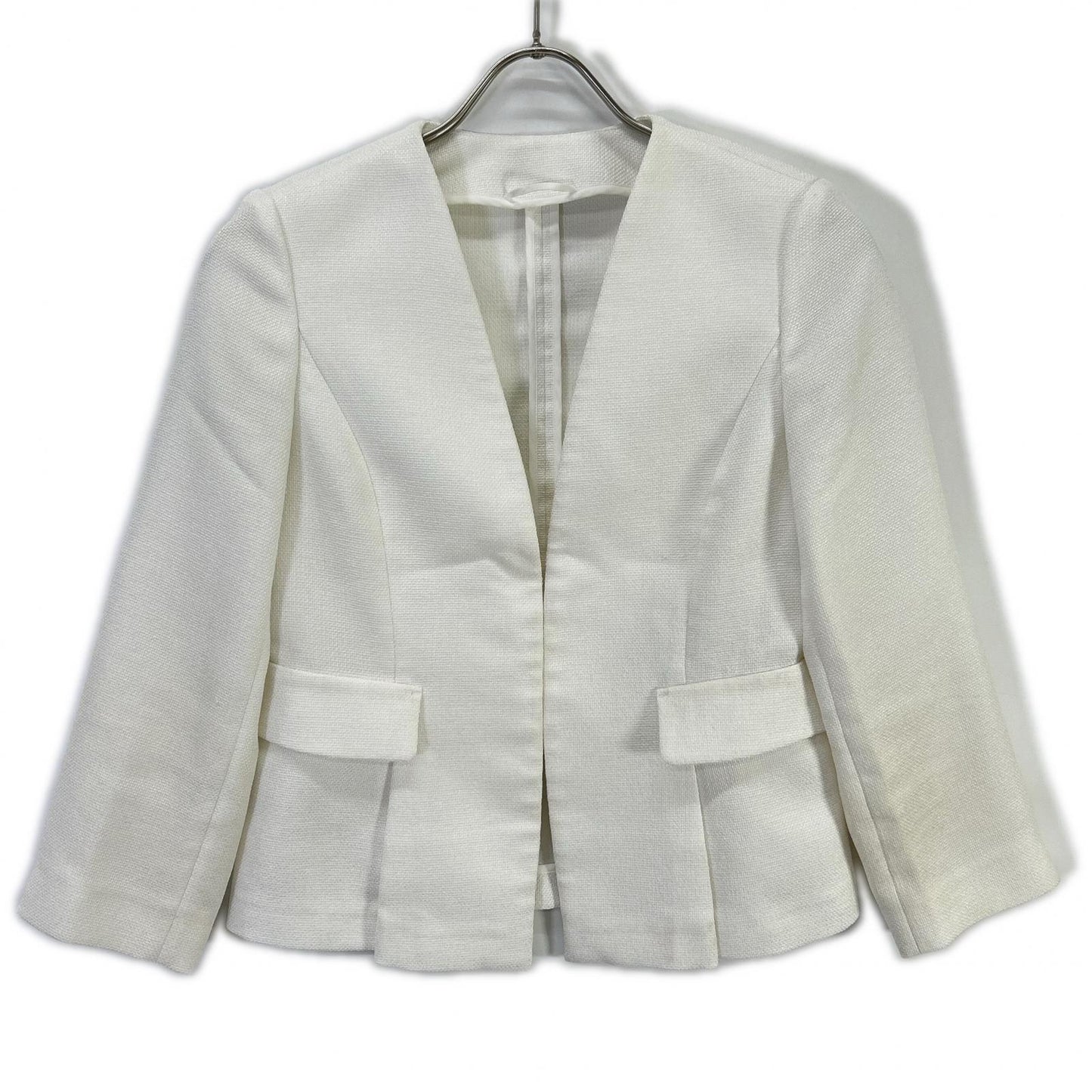 ANAYI Anayi 102411-10-270-01-340 White Mixed-Tweed Collarless Jacket Jacket
