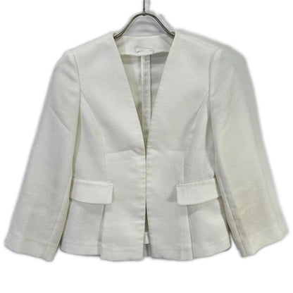 ANAYI Anayi 102411-10-270-01-340 White Mixed-Tweed Collarless Jacket Jacket