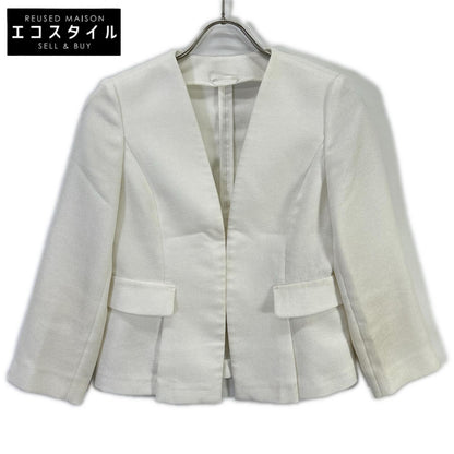ANAYI Anayi 102411-10-270-01-340 White Mixed-Tweed Collarless Jacket Jacket